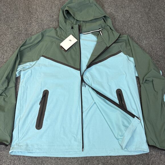 Nike Tech Mens Large Full Zip Woven Jacket Hooded Blue Green HM7151-464 NWT - Picture 6 of 12